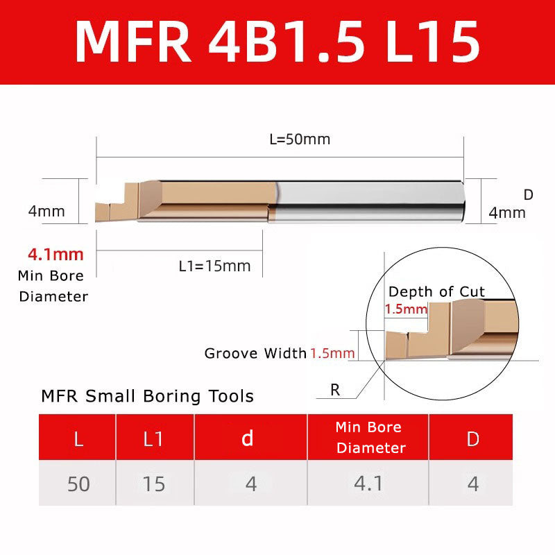4051 MFR tungsten steel end face slot cutter, small diameter inner hole boring cutter, hard integral alloy small hole end face CNC MFL turning tool holder Shandong Denso Pricision Tools Co.,Ltd.